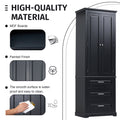 Tall Storage Cabinet With Three Drawers For Bathroom Office, Black Black Mdf