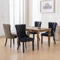 Classic Velvet Dining Chairs, High End Tufted Solid Wood Contemporary Velvet Upholstered Dining Chair With Wood Legs Nailhead, Set Of 2,Black And Patterned,Sw2201Bk Black Dining Room American Design Foam Velvet