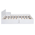 Full Size Wood Storage Hydraulic Platform Bed With Twin Size Trundle, Side Table And Lounge, White Box Spring Not Required Full White Wood Bedroom Bed Frame Solid Wood Mdf