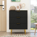 3 Drawer Cabinet, Accent Storage Cabinet, Suitable For Bedroom, Living Room, Study Black Particle Board