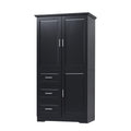 Tall and Wide Storage Cabinet with Doors for Bathroom black-mdf