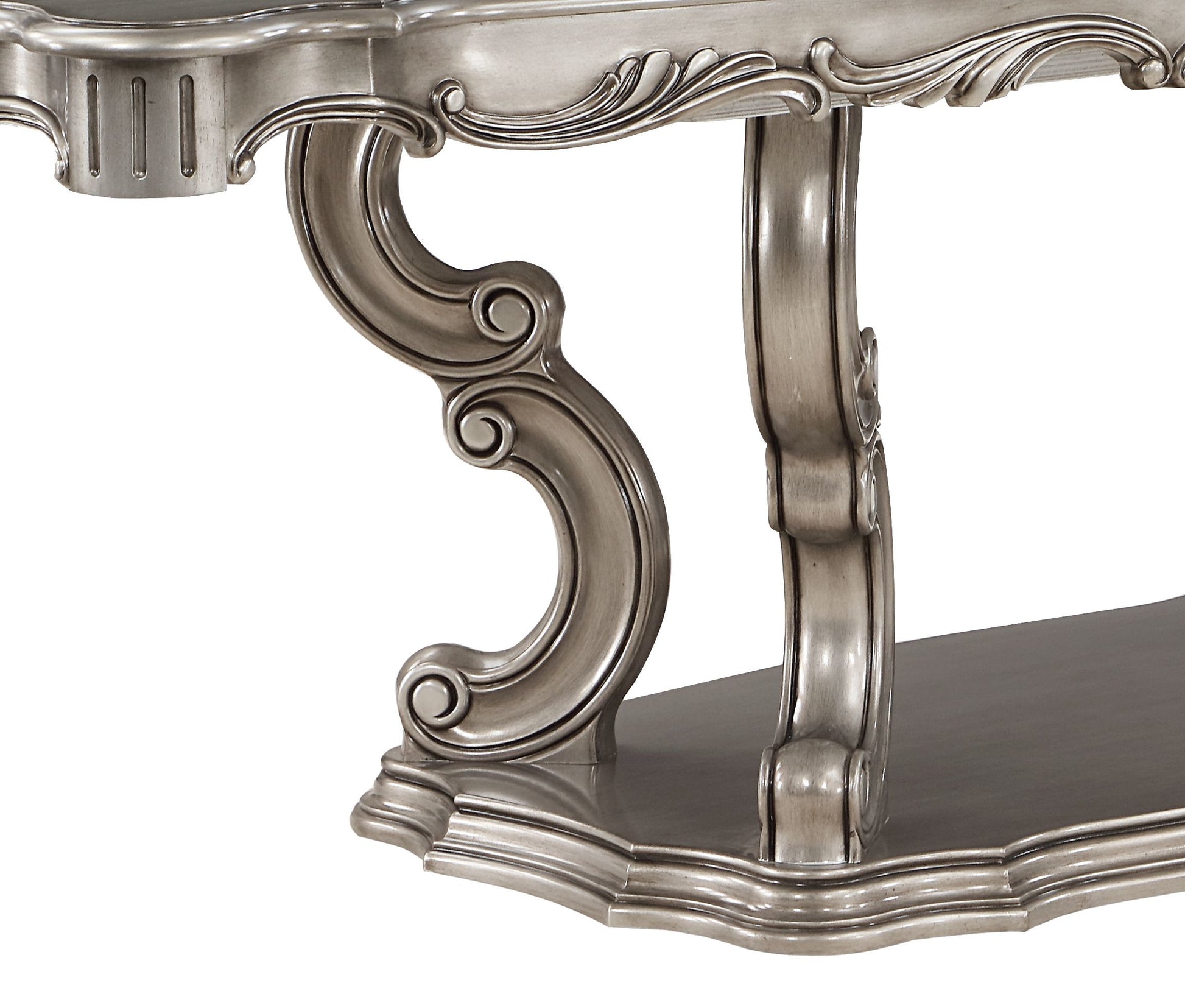 Ariadne Dining Table, Antique Plantinum Finish Dn02281 Light Gray Plywood