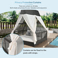 Outdoor Daybed Patio Lounge Bed with Adjustable yes-cream-water resistant frame-water resistant
