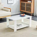 A Modern And Minimalist White Double Layered Rectangular Coffee Table And Coffee Table. Mdf Material Is More Durable And Suitable For Living Rooms, Bedrooms, And Study Rooms. 19.6 