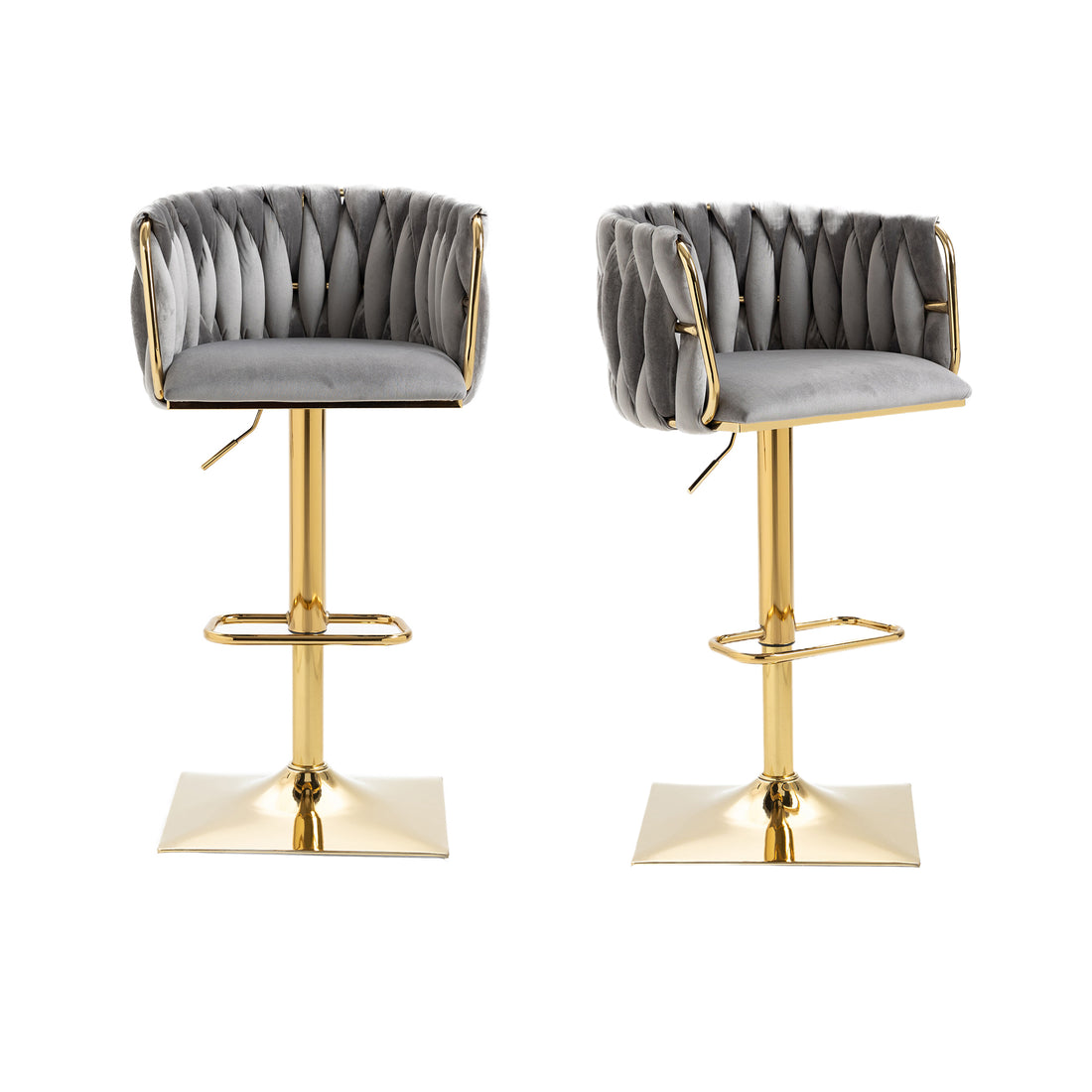 Coolmore Vintage Bar Stools With Back And Footrest Counter Height Dining Chairs 2Pc Set Grey Metal