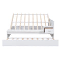 Full Size Wood Storage Hydraulic Platform Bed With Twin Size Trundle, Side Table And Lounge, White Box Spring Not Required Full White Wood Bedroom Bed Frame Solid Wood Mdf