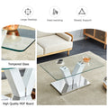 Modern Minimalist Coffee Table. Transparent Tempered Glass Tabletop With Silver Mdf Pillars. Suitable For Living Room And Dining Room Transparent Mdf Glass