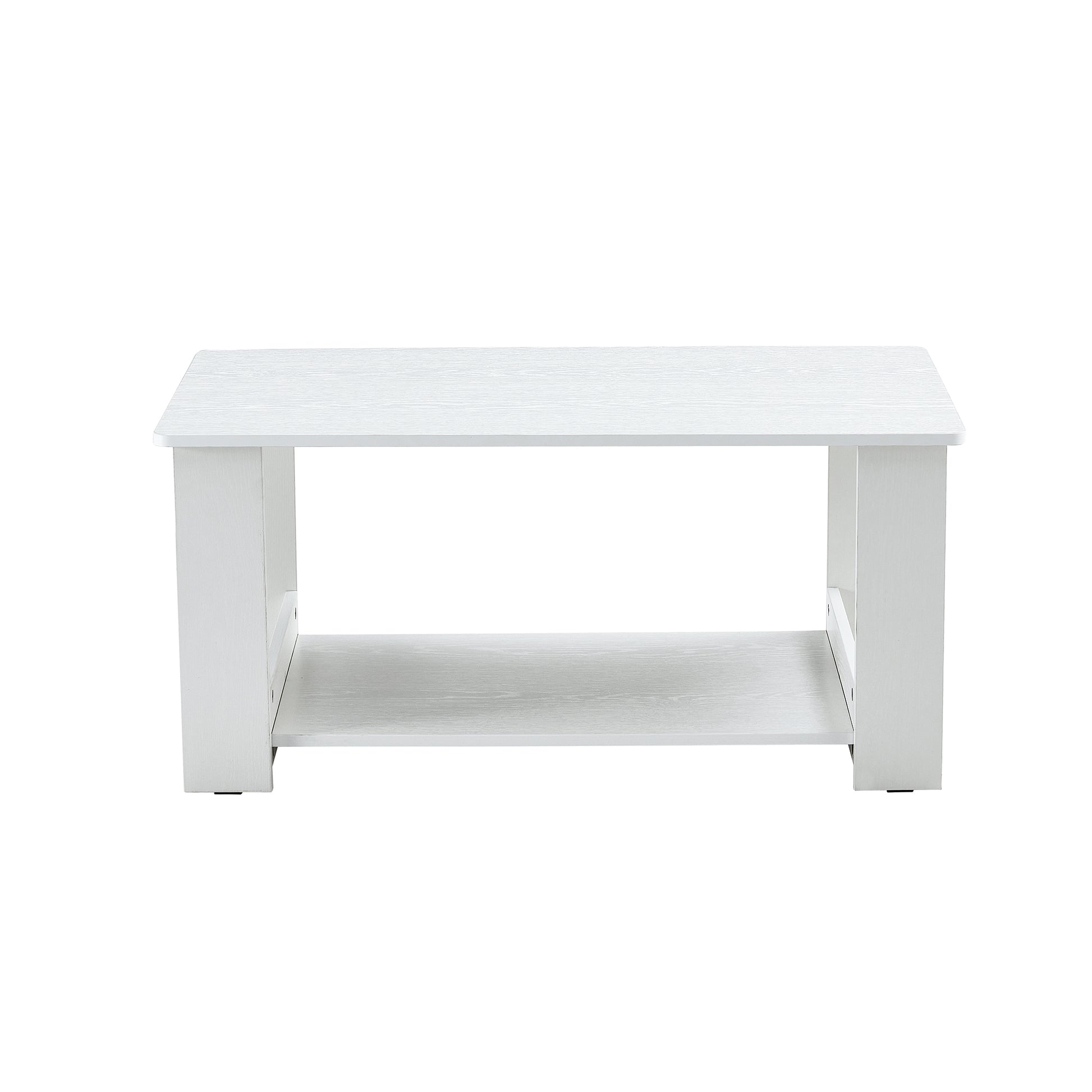 A Modern And Minimalist White Double Layered Rectangular Coffee Table And Coffee Table. Mdf Material Is More Durable And Suitable For Living Rooms, Bedrooms, And Study Rooms. 19.6 "*35.4"*16.5 "Ct 16 White Mdf