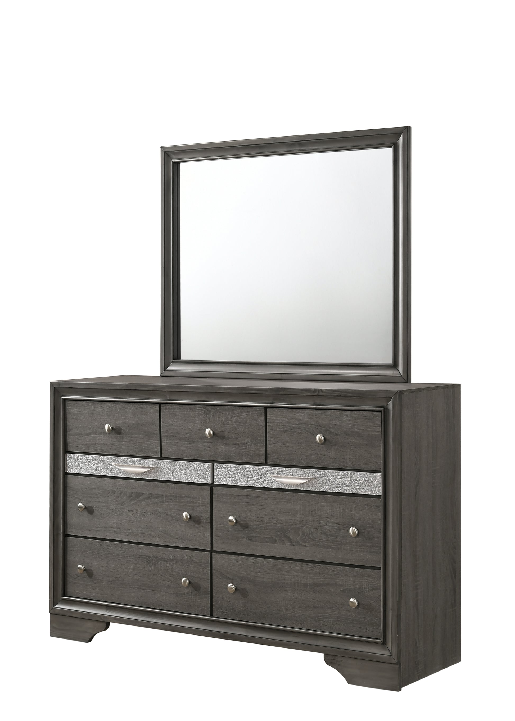 Traditional Matrix Queen 5 Pc Stoage Bedroom Set In Gray Made With Wood Box Spring Not Required Queen Grey Wood Gray 5 Piece Set Bedroom Bed Included,Chest Included,Dresser Included,Mirror Included,Nightstand Included Traditional Solid Wood Mdf Tufted