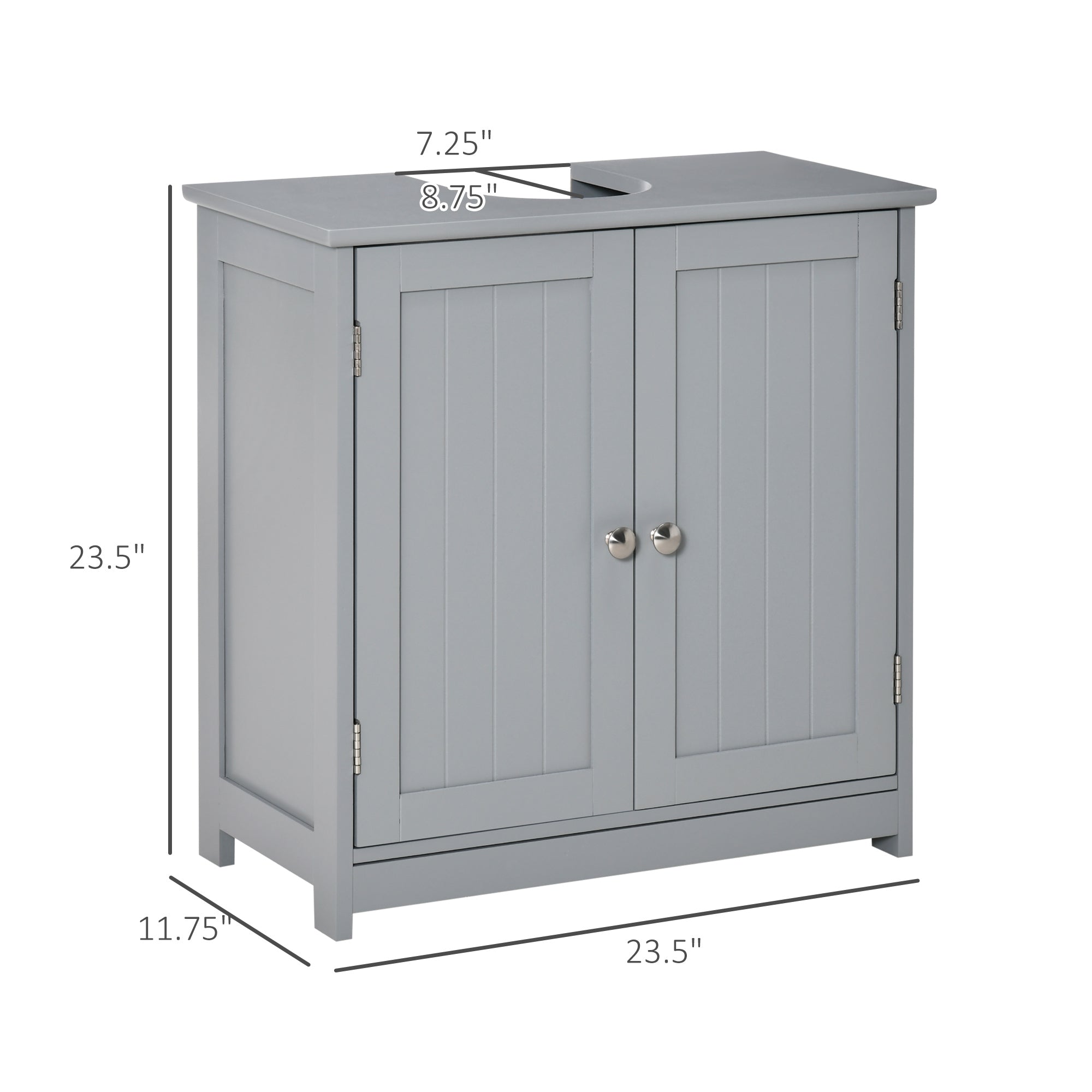 kleankin Pedestal Sink Storage Cabinet, Vanity Base gray-mdf