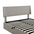 Queen Size Sleigh Bed With Side Tilt Hydraulic Storage System, Linen Upholstery, Gray Gray Linen