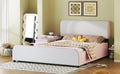 Full Size Upholstered Platform Bed With Storage Nightstand And Guardrail, Pink Box Spring Not Required Full Pink Wood Bedroom Upholstered