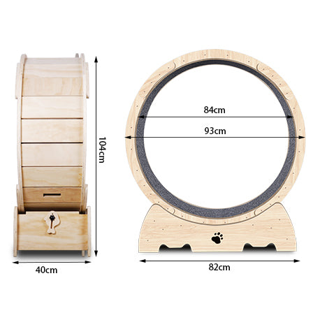 Cat Exercise Wheel For Indoor Cats, Cat Running Wheel With Carpeted Runway, Cat Sport Treadmill Wheel For Kitty'S Longer Life, Fitness Weight Loss Device, 37" Natural Wood Color Natural Wood Wood