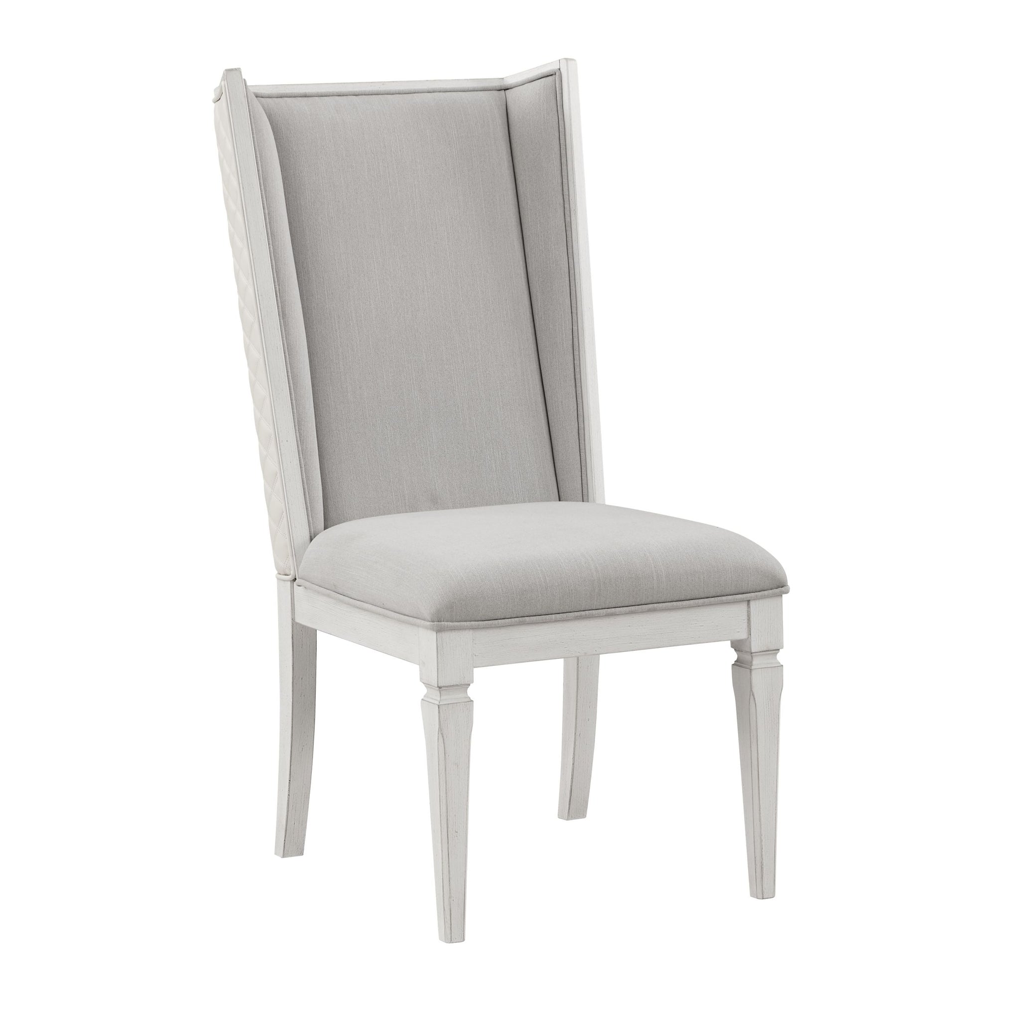 Katia Side Chair Set 2 , Light Gray Linen & Weathered White Finish Dn02274 Light Gray Linen