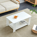 A Modern And Minimalist White Double Layered Rectangular Coffee Table And Coffee Table. Mdf Material Is More Durable And Suitable For Living Rooms, Bedrooms, And Study Rooms. 19.6 