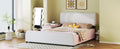 Full Size Upholstered Platform Bed With Storage Nightstand And Guardrail, Pink Box Spring Not Required Full Pink Wood Bedroom Upholstered