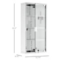 Kleankin Wall Mounted Medicine Cabinet, Locking Wall Cabinet With 4 Tier Shelves, Stainless Steel Frame And Glass Door, Lockable With 2 Keys, Silver, 12