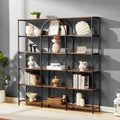 6 Tier Bookcase Home Office Open Bookshelf, Vintage Industrial Style Shelf With Metal Frame, Mdf Board, Brown Brown Mdf Steel