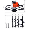 2.7Hp Post Hole Digger 63Cc Two Person Handle Gas Powered 2 Stroke Auger Digging Drill Shaft Size 3 4