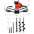 2.7Hp Post Hole Digger 63Cc Two Person Handle Gas Powered 2 Stroke Auger Digging Drill Shaft Size 3 4