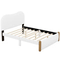 Full Size Upholstered Platform Bed With Wood Supporting Feet, White Box Spring Not Required Full White Bedroom Bed Frame Upholstered