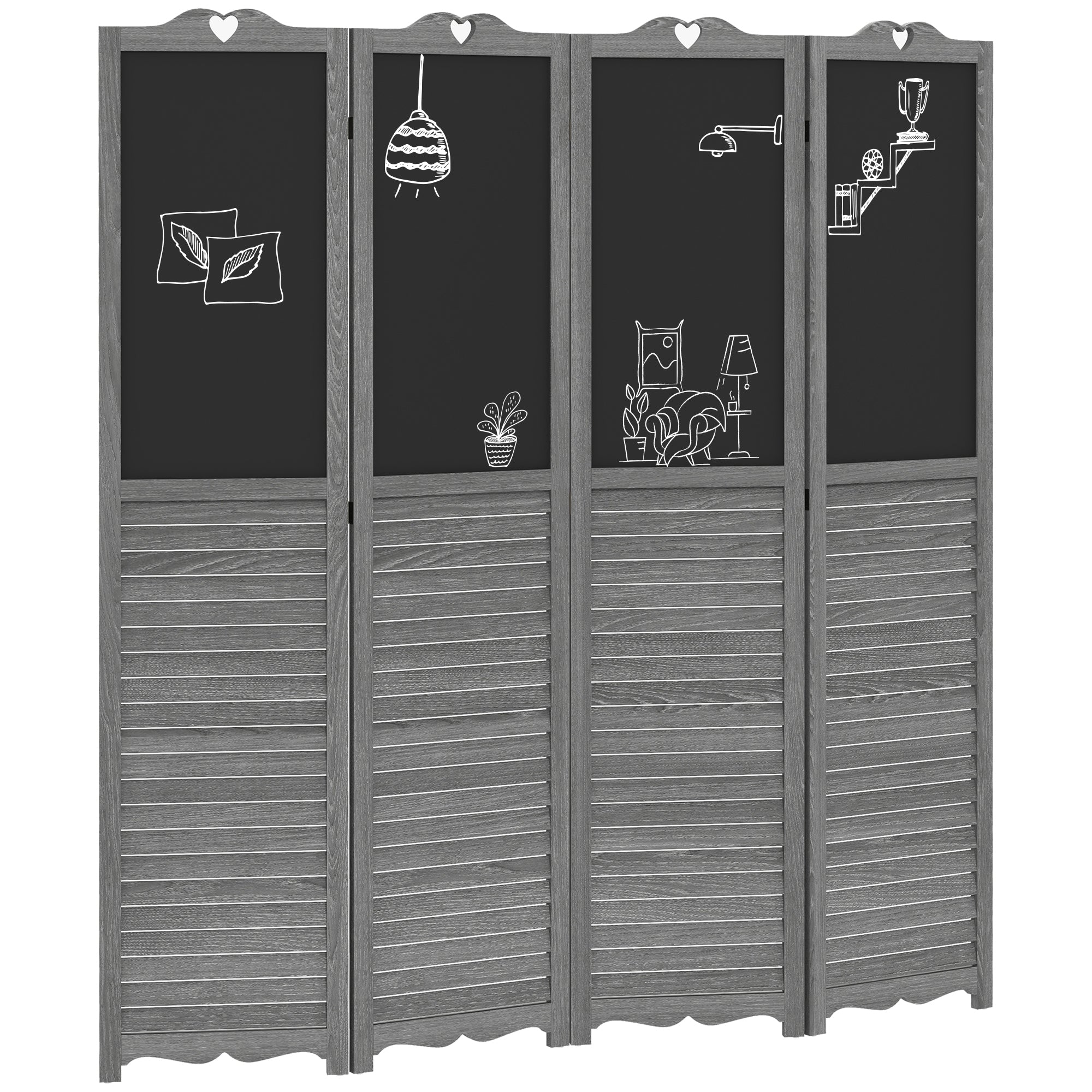 Panelboard Divider Homcom 4 Panel Folding Room Divider With Blackboard, 5.5 Ft Tall Frees