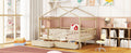 Full Size Wooden House Bed With Two Drawers, Natural Box Spring Not Required Full Natural Wood Bedroom Pine Bed Frame Wood