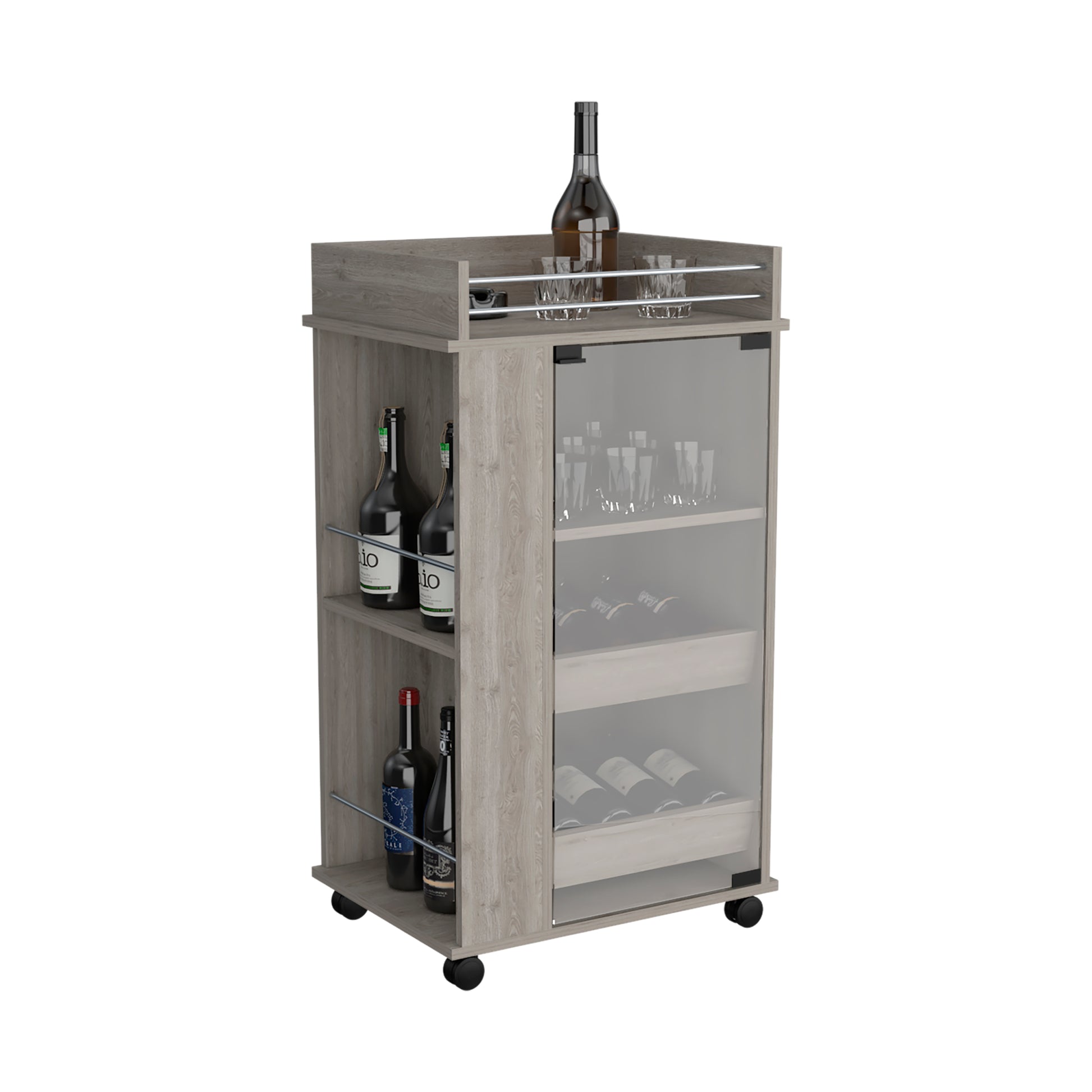 Light Gray Kitchen Cabinet, Bar Cart With Wheels