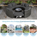 Outdoor Patio Furniture Luxury Circular Outdoor Sofa Set Rattan Wicker Sectional Sofa Lounge Set With Tempered Glass Coffee Table, 6 Pillows, Grey Yes Grey Water Resistant Frame Water Resistant Cushion Garden & Outdoor Sectional Seating Groups Foam