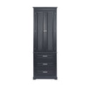 Tall Storage Cabinet With Three Drawers For Bathroom Office, Black Black Mdf