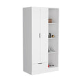 Memphis Wardrobe Armoire With 4 Tier Storage Shelves And 1 Drawer White White Particle Board