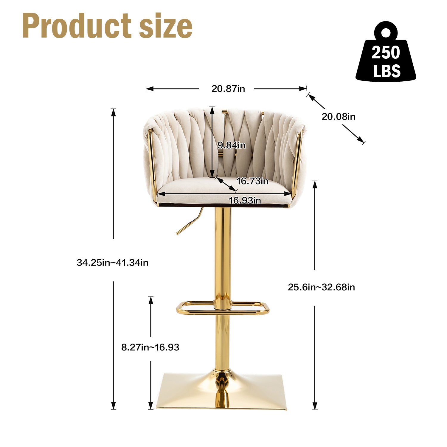 Coolmore Vintage Bar Stools With Back And Footrest Counter Height Dining Chairs 2Pc Set Ivory Metal