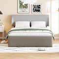 Full Size Sleigh Bed With Side Tilt Hydraulic Storage System, Linen Upholstery, Gray Gray Linen