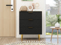 3 Drawer Cabinet, Accent Storage Cabinet, Suitable For Bedroom, Living Room, Study Black Particle Board