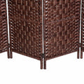 Homcom 6' Tall Wicker Weave 6 Panel Room Divider Privacy Screen Brown Brown Wood