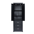 Tall Storage Cabinet With Three Drawers For Bathroom Office, Black Black Mdf