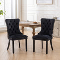 Classic Velvet Dining Chairs, High End Tufted Solid Wood Contemporary Velvet Upholstered Dining Chair With Wood Legs Nailhead, Set Of 2,Black And Patterned,Sw2201Bk Black Dining Room American Design Foam Velvet