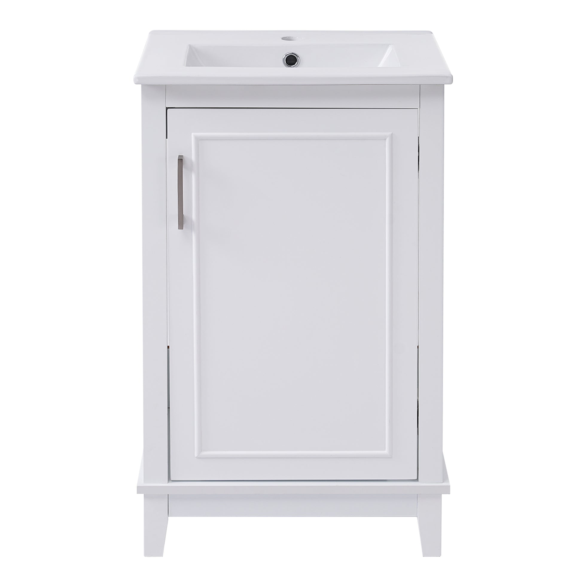 Viedo 20 Inch Modern Small Bathroom Vanity Cabinet With Ceramic Basin 20*15.5*33.3 Inches,Ample Storage,1 Soft Close Door White Solid Wood Mdf