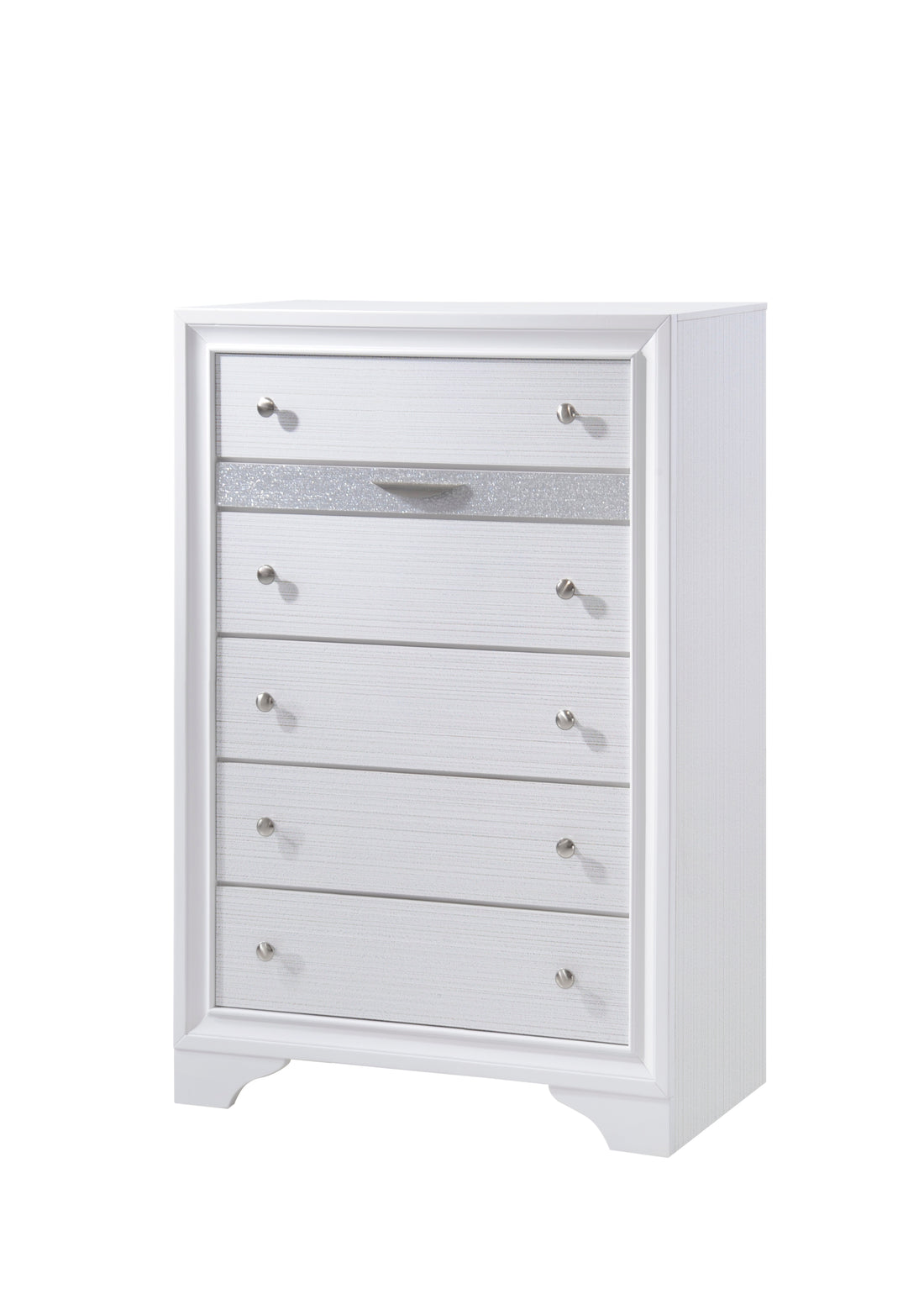 Matrix Traditional Style 5 Drawer Chest Made With Wood In White Color White Bedroom Traditional Solid Wood Mdf Wood