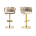 Coolmore Vintage Bar Stools With Back And Footrest Counter Height Dining Chairs 2Pc Set Ivory Metal