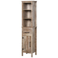 Kleankin Tall Bathroom Storage Cabinet, Freestanding Linen Tower With 3 Tier Open Adjustable Shelves, And Drawer, Narrow Slim Floor Organizer Brown Particle Board