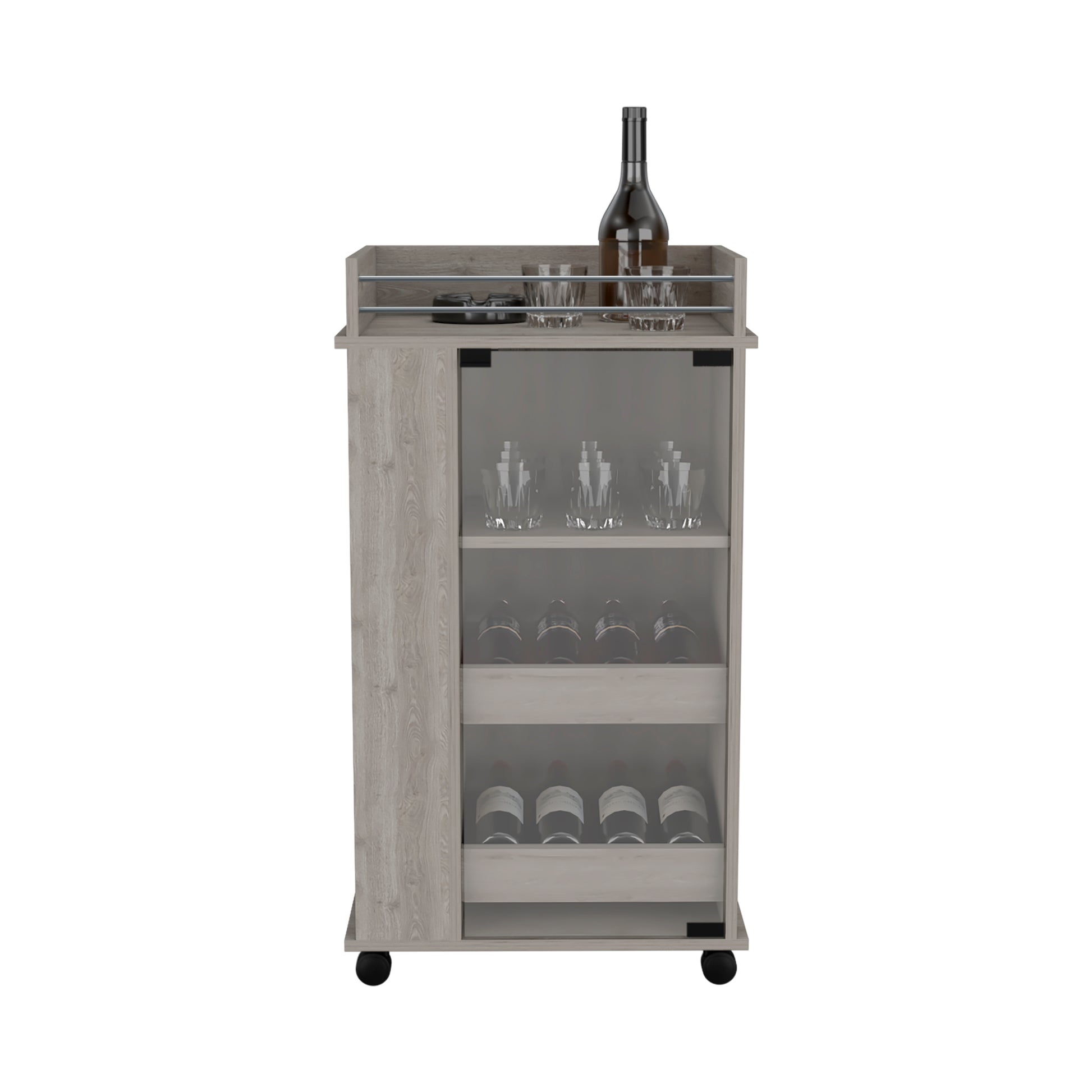 Light Gray Kitchen Cabinet, Bar Cart With Wheels