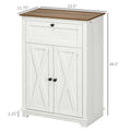 Homcom Farmhouse Barn Door Accent Cabinet, Kitchen Sideboard Storage Cabinet With Double Doors, Drawer, And Adjustable Shelf For Bedroom, Living Room, White White Particle Board