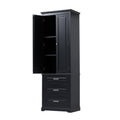 Tall Storage Cabinet With Three Drawers For Bathroom Office, Black Black Mdf