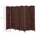 Homcom 6' Tall Wicker Weave 6 Panel Room Divider Privacy Screen Brown Brown Wood