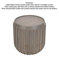 Alisha 25 Inch Side End Table, Handcrafted Mango Wood Drum Shape With Ribbed Edges, Gray Gray Solid Wood