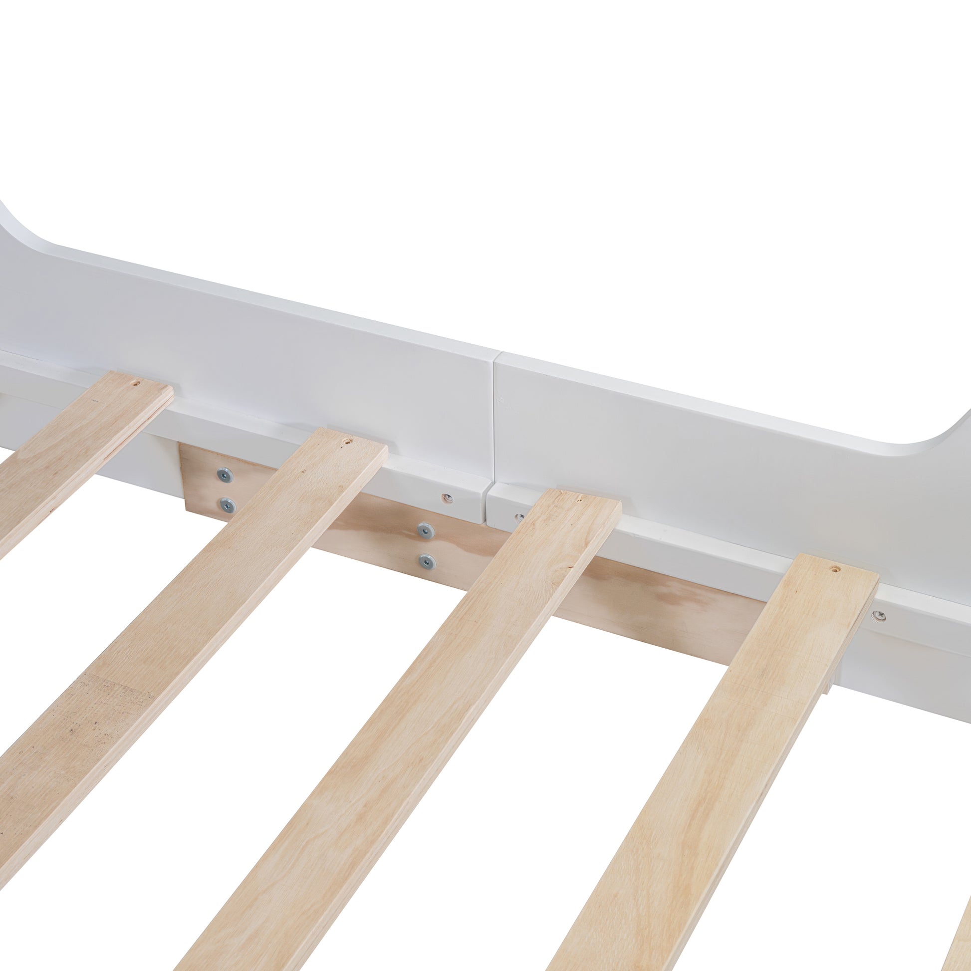 Full Size Car Shaped Bed With Tents,White Natural White Natural Plywood