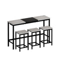 Modern Design Kitchen Dining Table, Pub Table, Long Dining Table Set With 3 Stools, Convenient Hanging Stool Design, Grey Black Grey Black Desk And Chair Set Mdf Metal