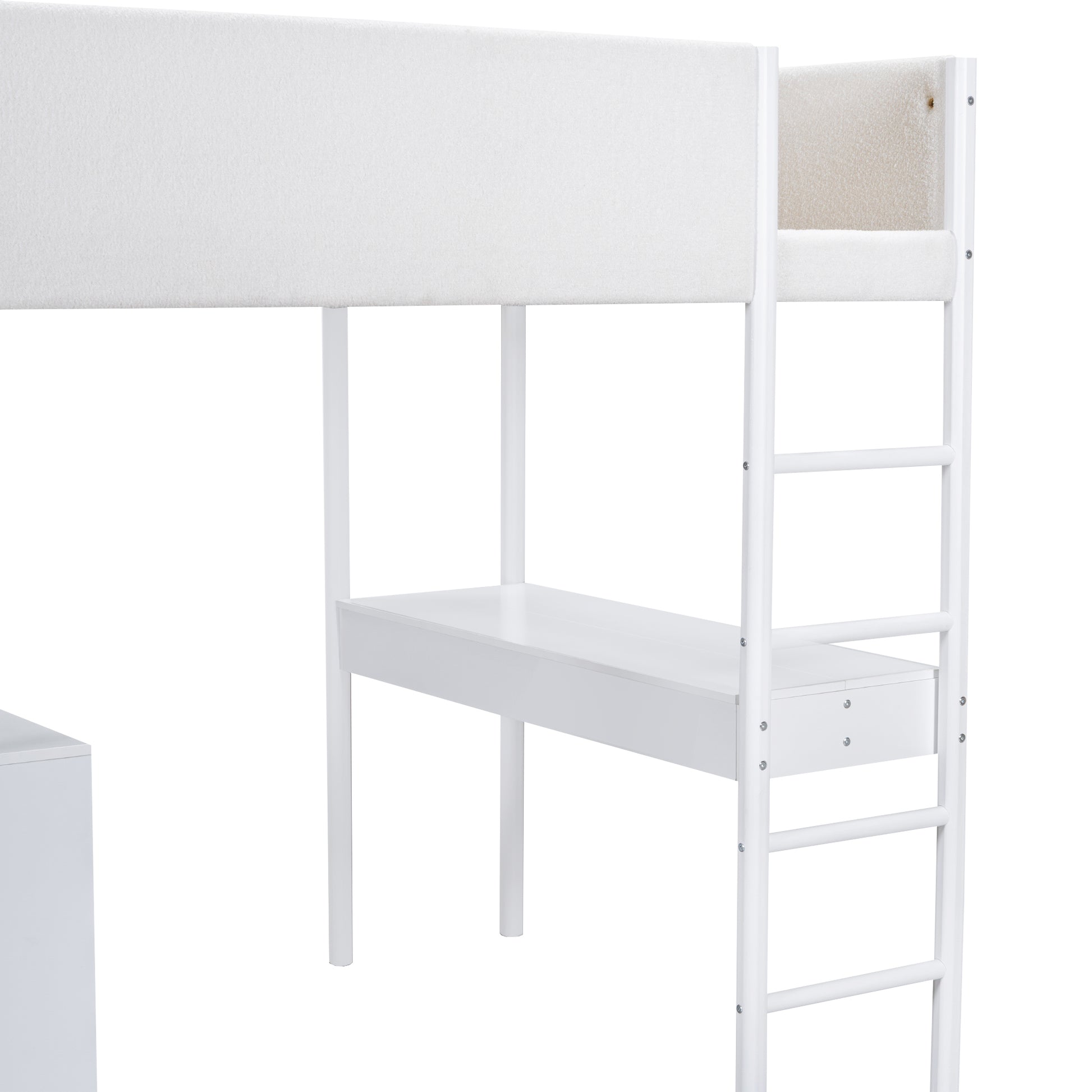 Full Size Teddy Fleeceloft Bed Wood Bed, White Full White Fleece