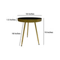 Enid 19 Inch Side End Table, Iron Brass Plating, Black Matte Top, Modern Sleek Angled Legs Antique Brass Black Iron